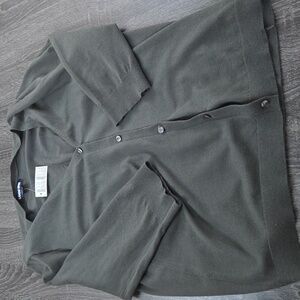 Lands' End Charcoal Cardigan  Womans  14-16. NWT Med Gray 5 Button Down V Neck